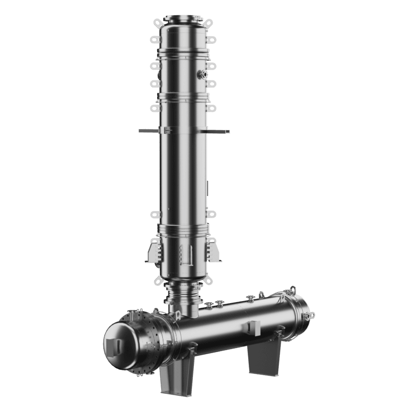 Échangeur à baïonnette en tantale avec les cuves émaillées d'Estrella AG — + Colonne émaillée raccordée